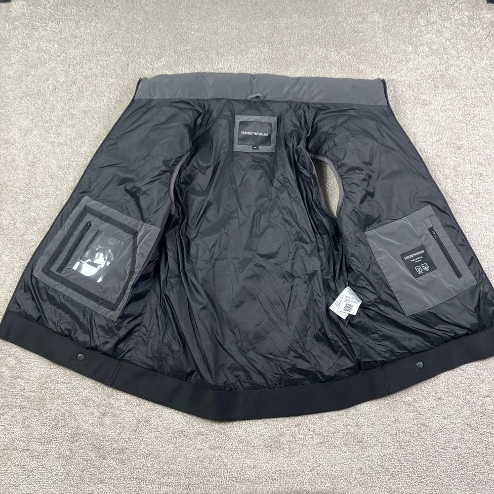 Emporio Armani Mens 3XL Puffer Wind Vest Gray Travel Quilted Packable Hooded